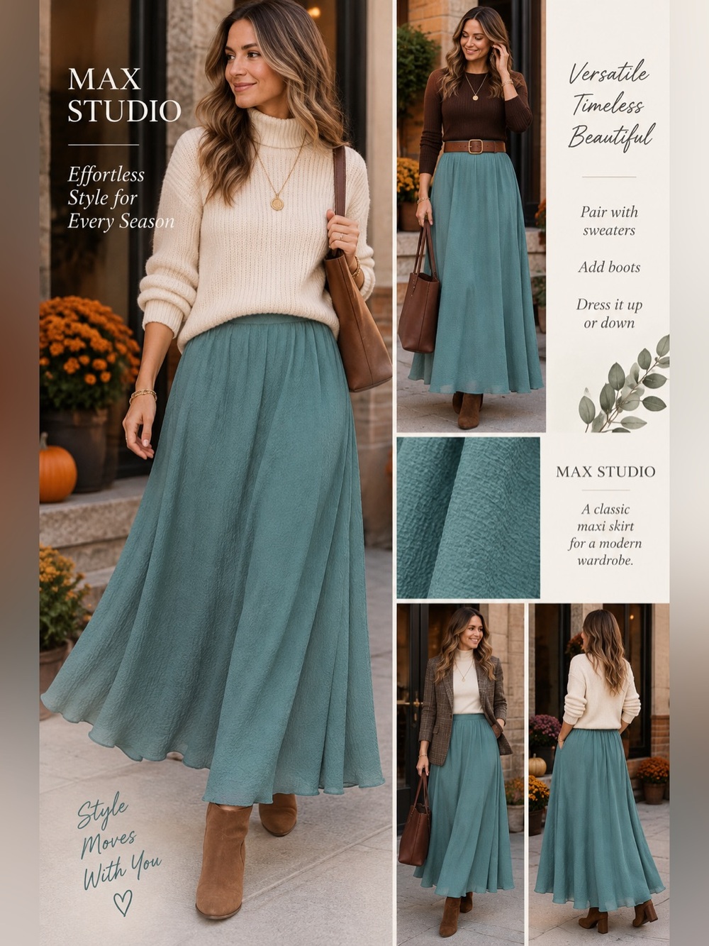 Max Studio Teal Maxi Skirt